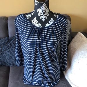 LAUREN JEANS Striped Blue & White Top Size XS